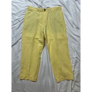 Brooks Brothers Hudson Yellow Linen Cotton Blend Pants W35 L30 Straight Leg